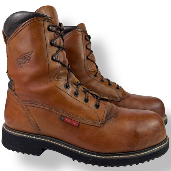 Red Wing 4208 Work Boots Steel Toe Safety Brown Leather Men’s 12 EE Extra Wide - Picture 2 of 12